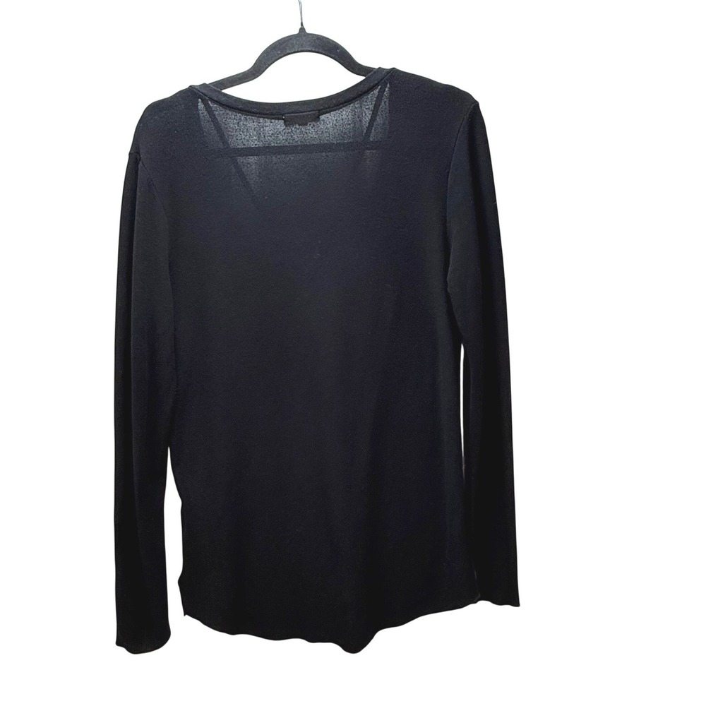 LNA Black V Neck Long Sleeve Top Made in USA Size S Pullover Cut Out Stretchy - Picture 2 of 8